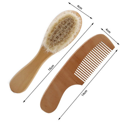 Newborn Baby Wooden Hair Brush & Comb Set