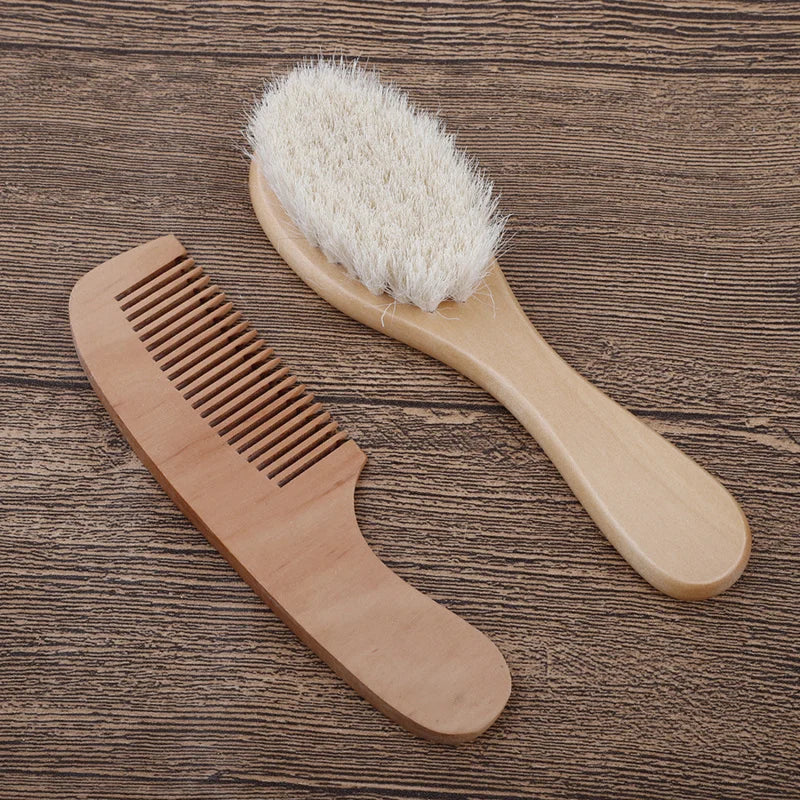 Newborn Baby Wooden Hair Brush & Comb Set