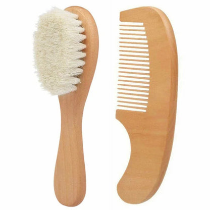 Newborn Baby Wooden Hair Brush & Comb Set